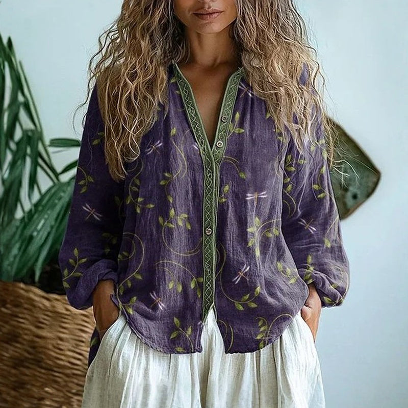 Brianna | Camisa elegante vintage con estampado floral