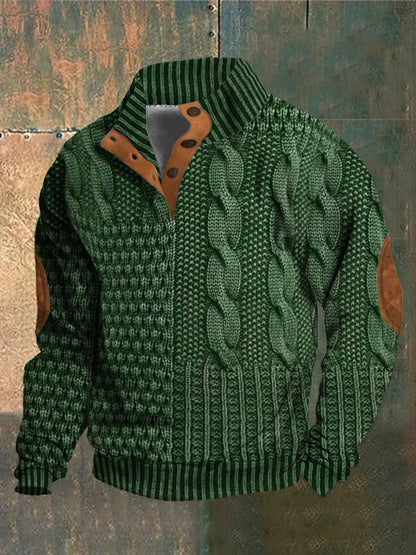FÉNIX | Jersey patchwork de punto trenzado