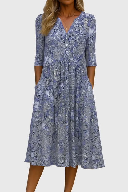 Harlow | Elegancia Grácil con Escote en V – Vestido Midi