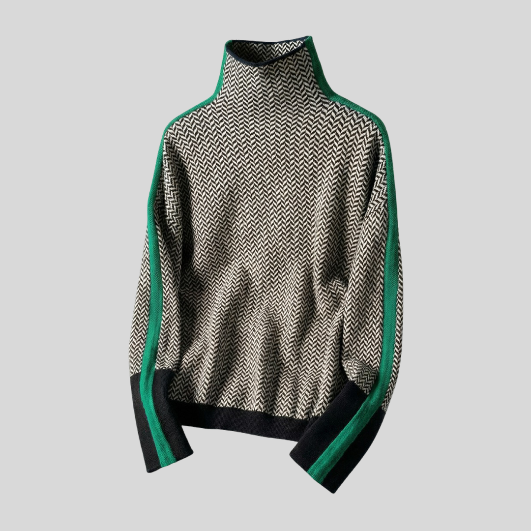 CLÉMENCE™ | SUÉTER DE CUELLO ALTO CON RAYAS