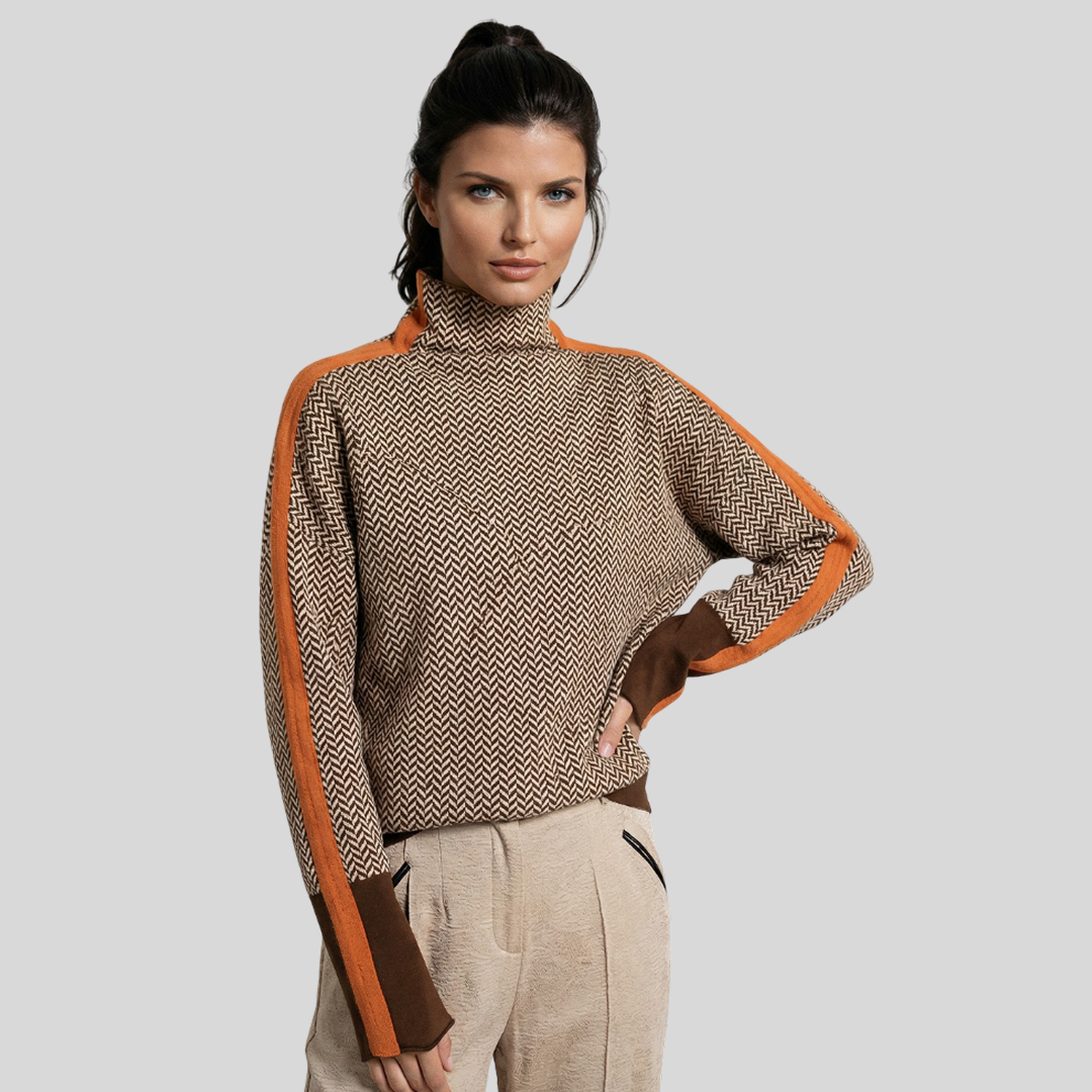 CLÉMENCE™ | SUÉTER DE CUELLO ALTO CON RAYAS