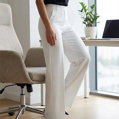 Emma | Pantalones de tiro alto de corte recto y elegante